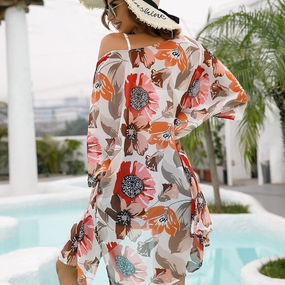 Women's Kimono Swimsuit Coverups Summer Beach Casual Loose Cardigans for Swimwea - Picture 5 of 6